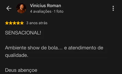 Avaliação de Vinícius Roman no Google